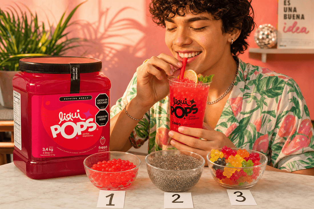 Toppings para bebidas en Colombia: chía, gomitas o perlas explosivas