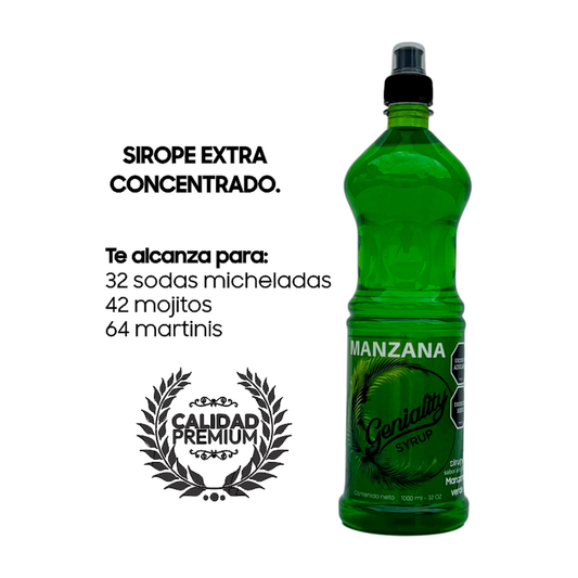 Sirope liquipops geniality sabor a Manzana verde x 1000 ml - clásico