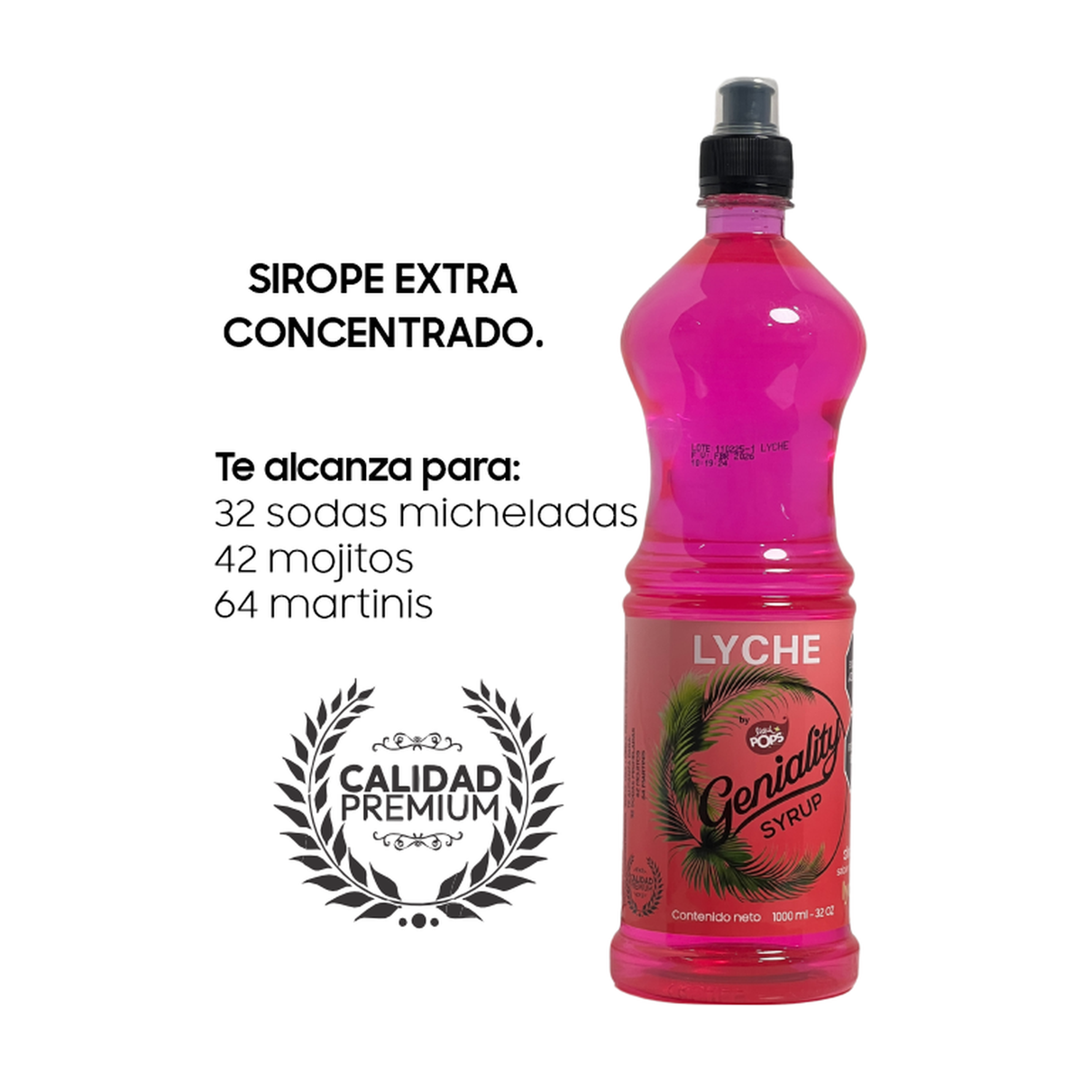 Sirope liquipops geniality sabor a lyche x 1000 ml - clásico