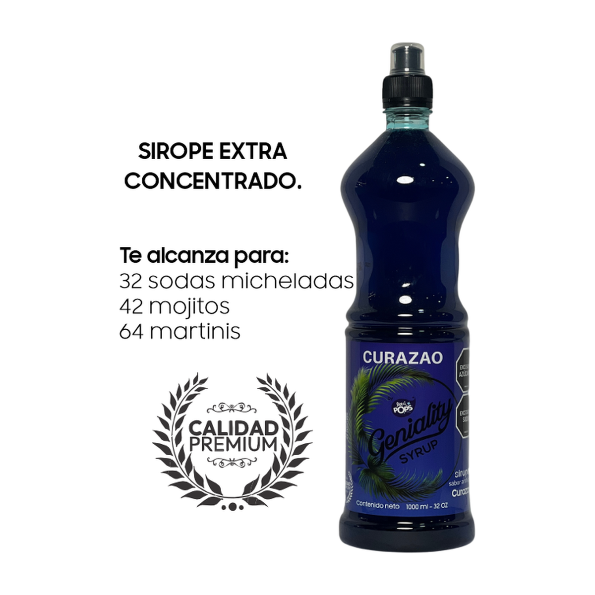 Sirope geniality liquipops sabor a Curazao x 1000 ml - clásico